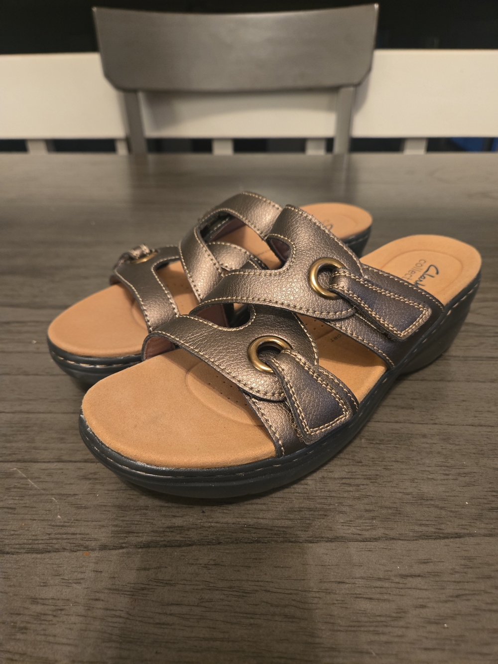 Clarks Women's Metallic Bronze Slide Sandals